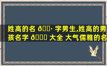 姓高的名 🌷 字男生,姓高的男孩名字 🍁 大全 大气儒雅的名字有哪些